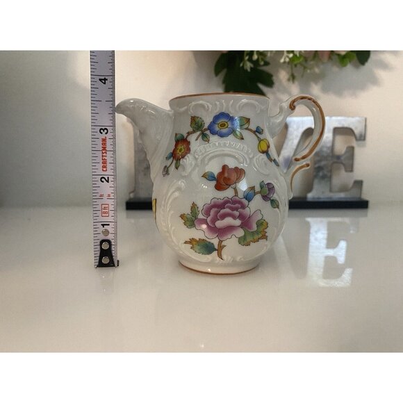 Estee Lauder Chinoiserie Floral Porcelain Creamer Pitcher Butterfly & Flowers - Picture 6 of 16